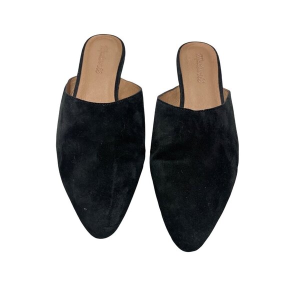Madewell Womens Suede Pointed Toe Black Mules Slip-On Size 8.5 - Picture 1 of 5
